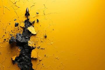 Detailed view of yellow cracked wall