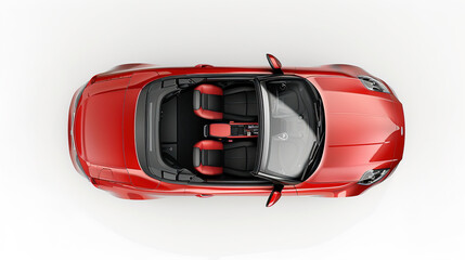  top view sports convertible car with soft top down. convertible - top view, in aerial .seat isolated on white