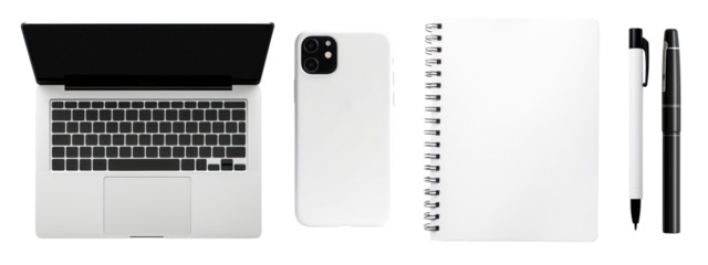 Flat lay devices stationery set