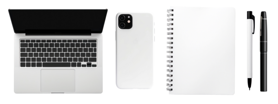 Flat lay devices stationery set