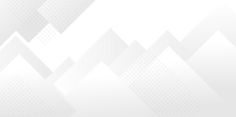 Obraz premium Square pattern on banner with shadow. Abstract white and grey color geometric background with copy space. Modern and minimal concept. You can use for cover, poster, banner web. 
