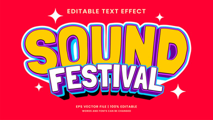 Obraz premium Sound festival vintage 90s editable text effect