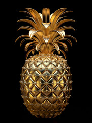 golden pineapple on black background