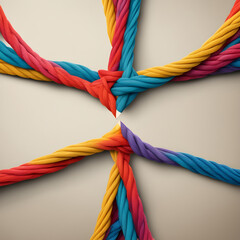 Cropped shot view of rainbow rope tie on sandal.