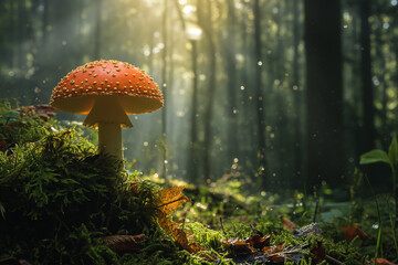 Fly Agaric mushroom  in the woods
