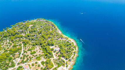 Božava (Bozava) is a charming village located on Dugi Otok, Croatia, perfect for a serene summer getaway captured by drone