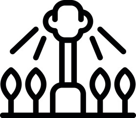 Icon of a sprinkler system watering crops, representing sustainable agriculture and precision farming