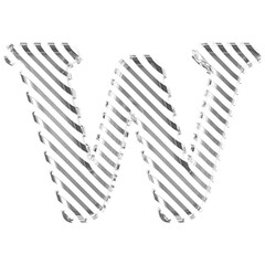 White symbol with silver diagonal ultra thin straps. letter w