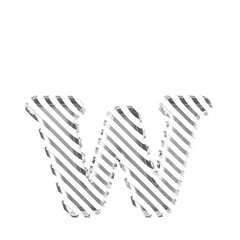 White symbol with silver diagonal ultra thin straps. letter w