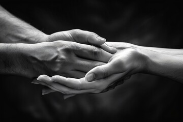 Close-up of male and female hands intertwined