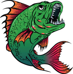 Colorful illustration of jumping fish