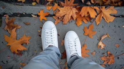 Autumn Steps on Concrete