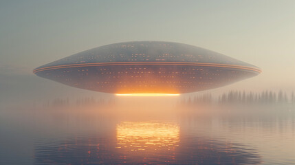 Otherworldly Sighting: UFO Captured Flying Over Urban Skyline ,generated by IA