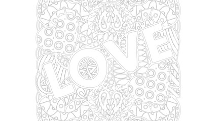 hand drawn illustration of a sketch mandalas love