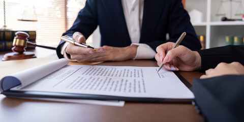 Professional Lawyer Signing Contract with Client in Office. Business Agreement, Legal Services, and Corporate Deal Concept