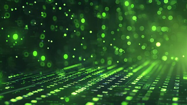 Bright green numbers flash across a dark background indicating the current balance and value of stored digital assets.