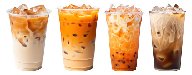 PNG Ice coffee drink beverage  cut out element set
