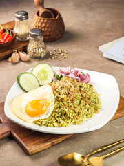 several photos of fried rice with various flavors