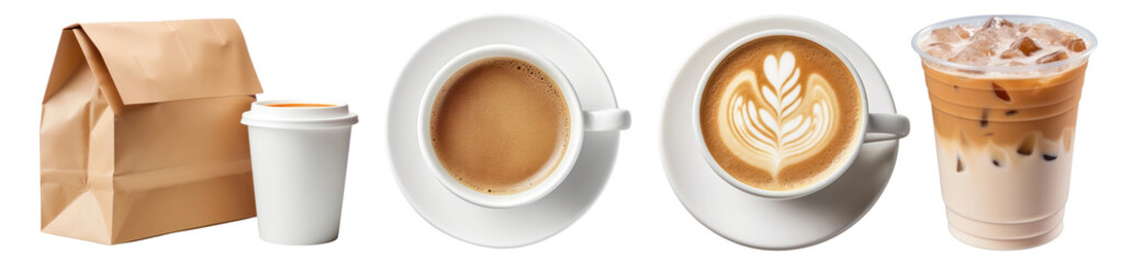 PNG Coffee cafe  cut out element set