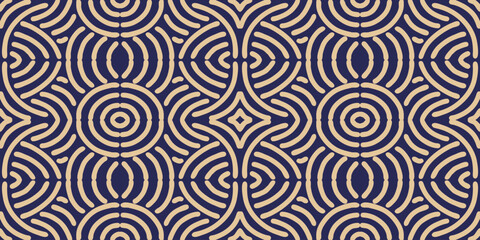 Obraz premium Hand drawn Batik seamless pattern. Geometric doodle abstract illustration, Ethnic wallpaper. Tribal vector texture. Aztec style. Folk embroidery. Indian art, Scandinavian, African rug and tile.