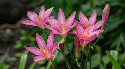Fototapeta premium Zephyranthes minuta also known as Pink Rain Lily Bloom
