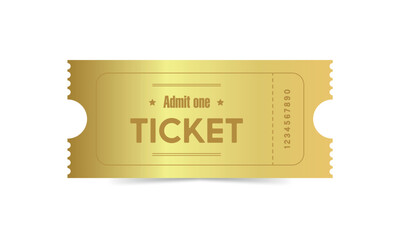 Ticket. Gold ticket. Retro ticket. Vintage ticket. Paper ticket.