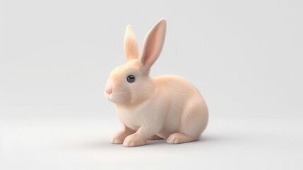 Obraz premium a rabbit animal clipart, clay style, 3D render, pastel, isolated on white background