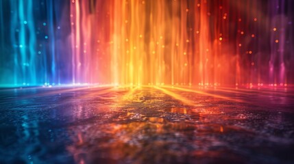 Rainbow water flow on colorful backdrop