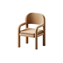 Minimal Modern 3D Icon of Earthy Tone Chair, for interior design apps, websites, or promotional materials