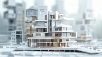 Detailed miniature building model on table