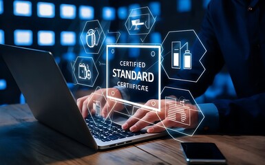 hand get approved certification with check mark on the document means that it has been certified to a quality standard or has passed an audit according to industry standards