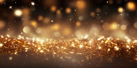 golden christmas particles and sprinkles for a holiday celebration like christmas or new year light glow decorative background scene
