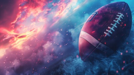sports background backdrop for american football, blue red and purple sky
