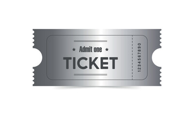 Silver ticket. Retro ticket. Vintage ticket. Paper ticket. Metal ticket.