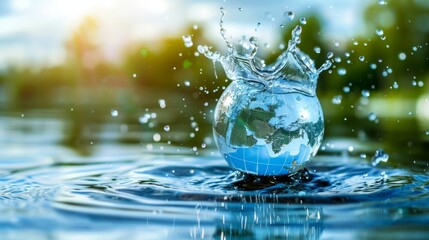 Earth as a Water Splash Concept, Generative AI