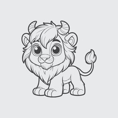 A youthful lion character outline for kids colorings page