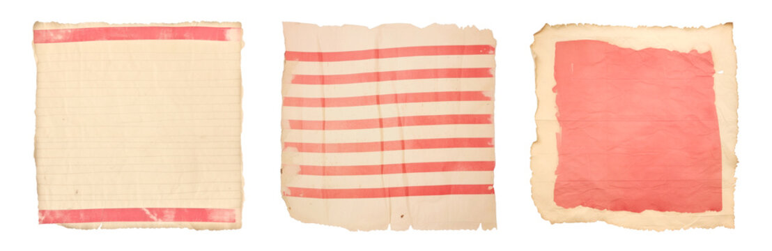 Vintage red pattern ripped paper png cut out element set