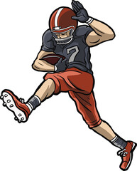 American Football Player Running with Ball
