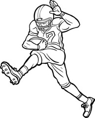American Football Player Running with Ball
