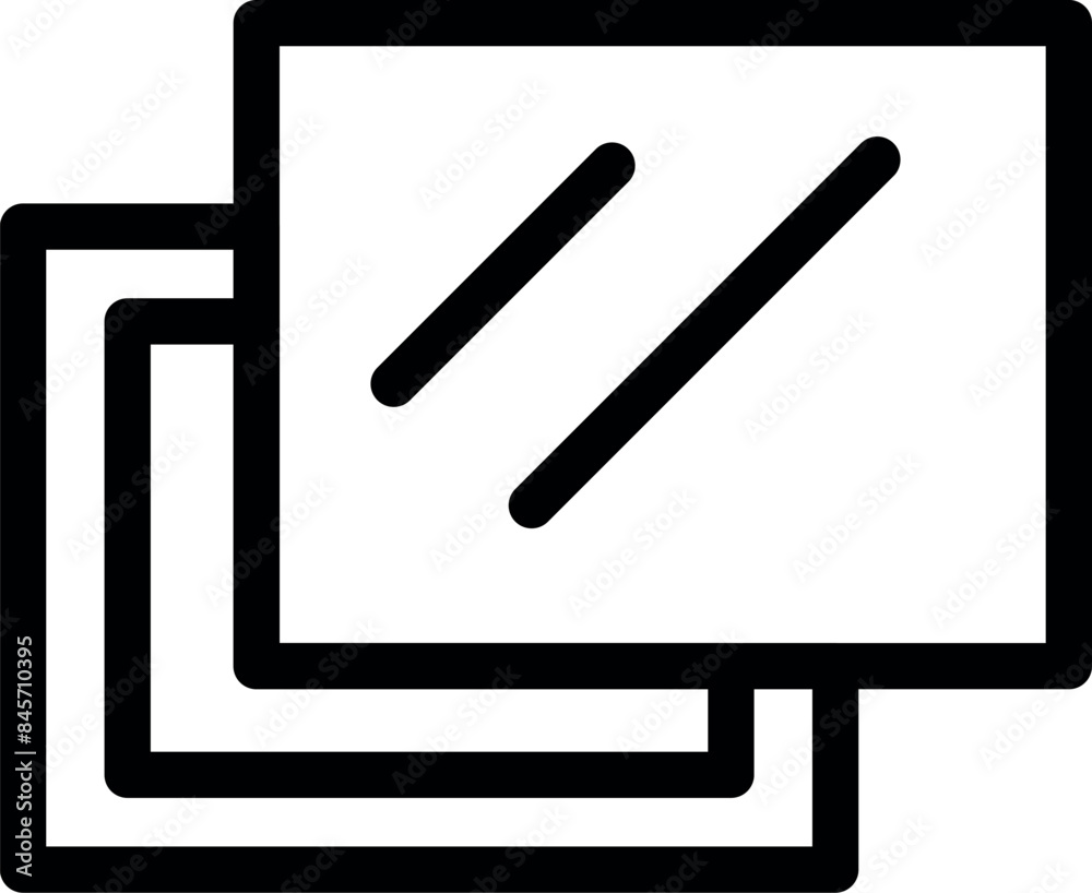Poster simple black and white icon of overlapping windows, often used to represent multiple open windows in