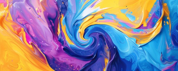 Colorful abstract acrylic paint swirl