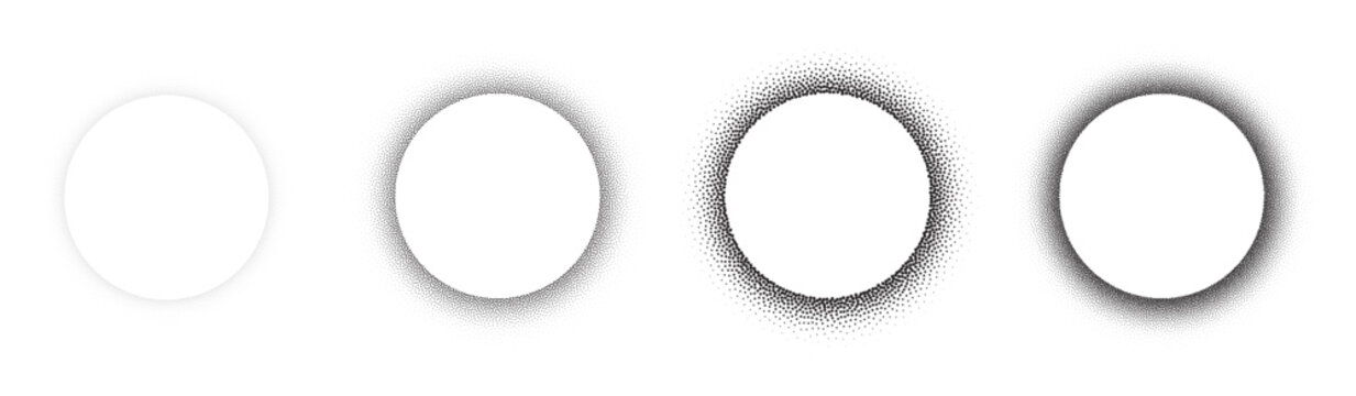 Set of stippling round frames. Vector dotted circles