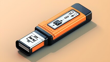 An orange and black USB drive