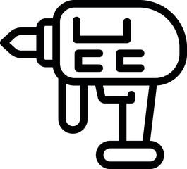 Black outline icon of an electric drill, a powerful tool for various tasks