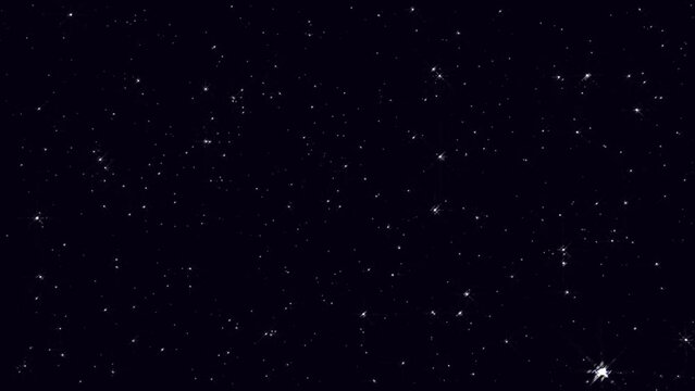 Cosmic starry sky with twinkling stars. Starry night, glowing shinning stars, twinkle stars at sky, dark background animation 4k footage.