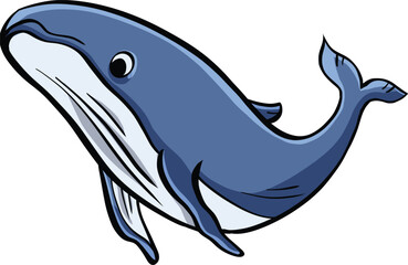 Cartoon Blue giant Whale Illustration