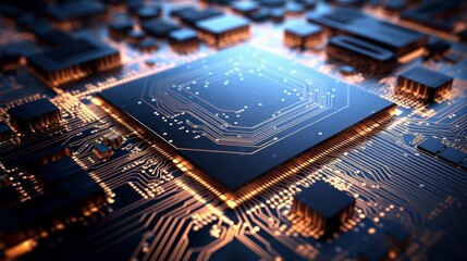 close-up of a microchip showcasing intricate circuitry and cutting-edge technology