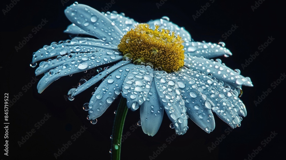 Poster a close-up shot of a flower with water droplets on its petals, great for use in science or nature-re