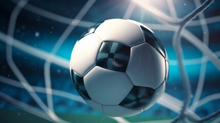 close-up soccer ball bouncing off the back of the goal post