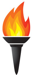 Flamme olympique- Flambeau olympique - Torche olympique noire - Illustration vectorielle